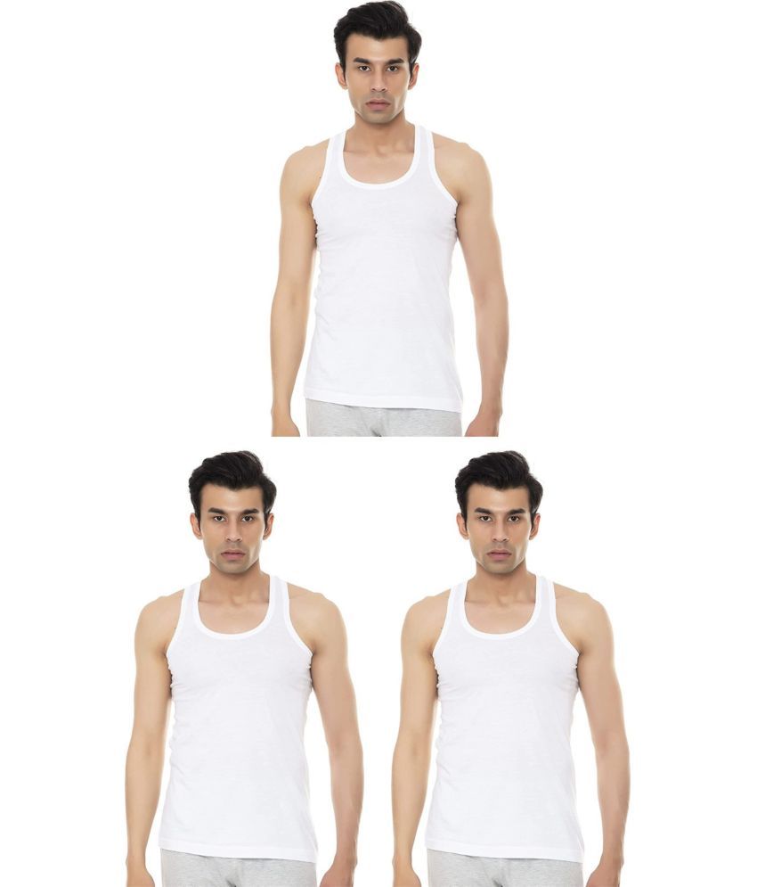     			VIP Pack of 3 Cotton Basic Vest For Men ( White )