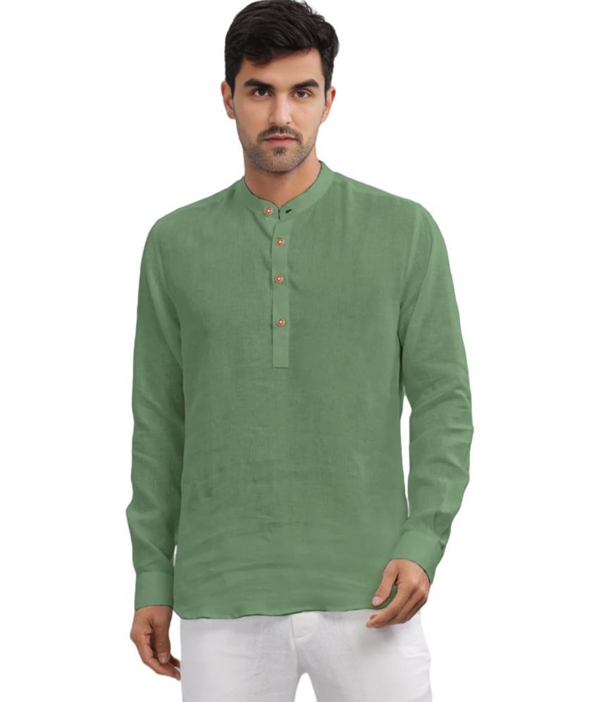     			Vida Loca Light Green Cotton Men's Shirt Style Kurta ( Pack of 1 )