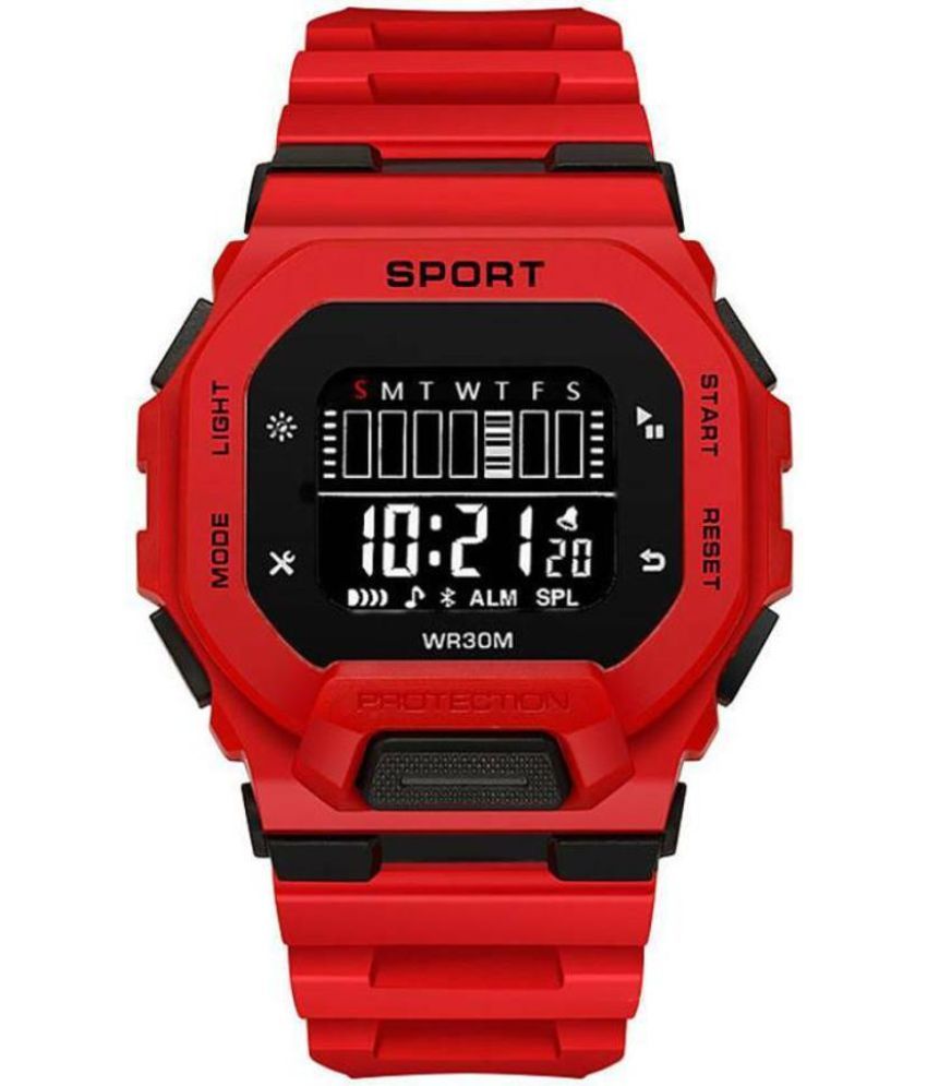     			YUKAX Red Silicon Digital Men's Watch