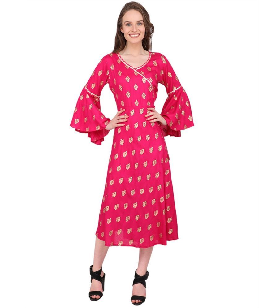     			marc louis Pack of 1 Viscose Rayon Printed A-line Women's Kurti - ( Pink )