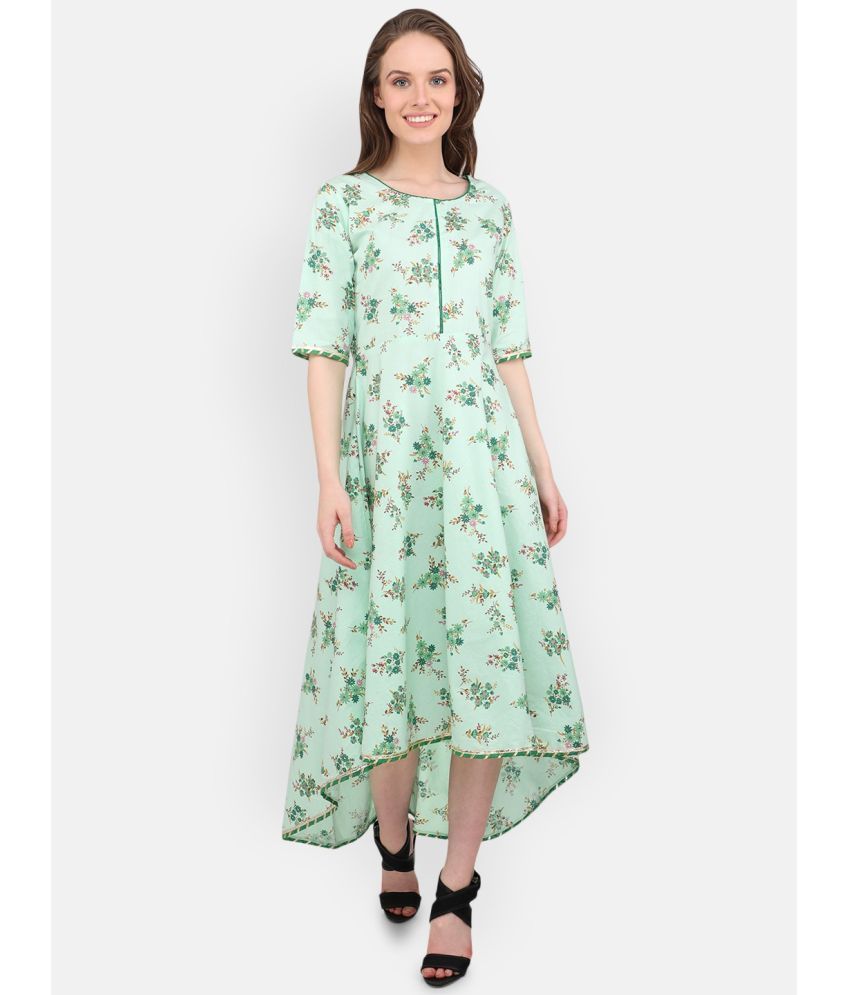     			marc louis Pack of 1 Cotton Blend Printed Anarkali Women's Kurti - ( Green )