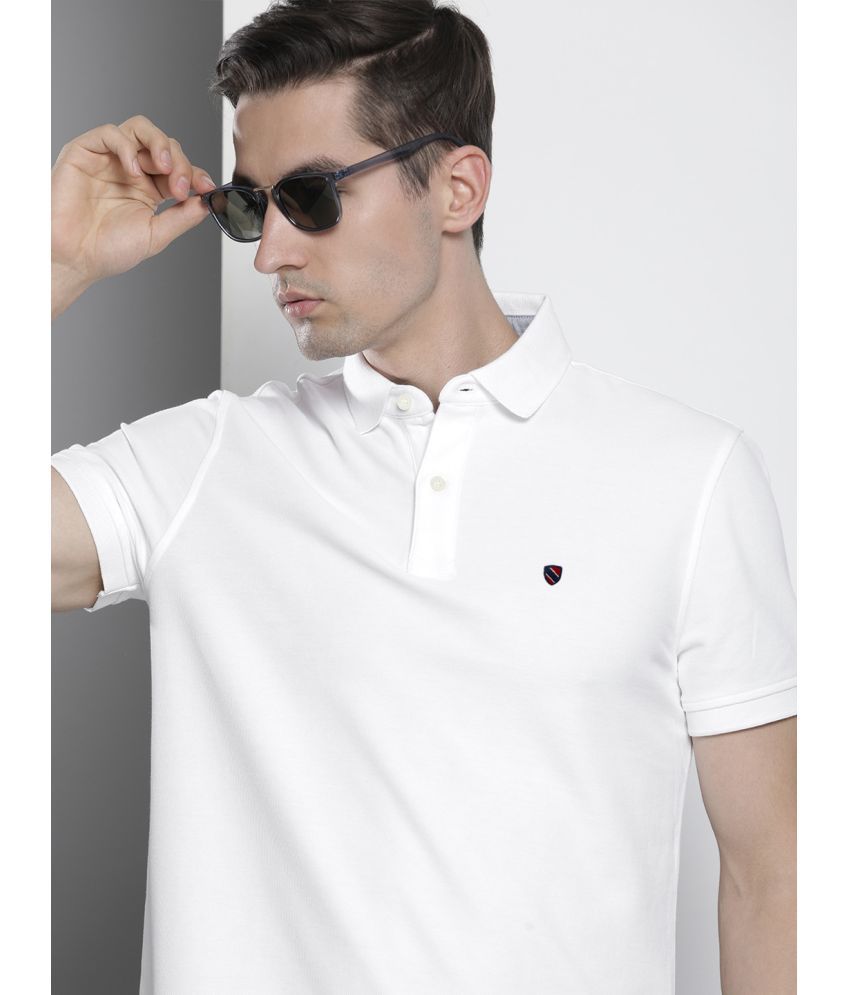     			AIN6 Pack of 1 Cotton Blend Regular Fit Solid Half Sleeves Men's Polo T Shirt ( White )