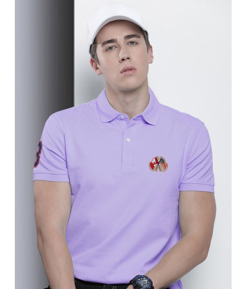     			AIN6 Pack of 1 Cotton Blend Regular Fit Solid Half Sleeves Men's Polo T Shirt ( Lavender )