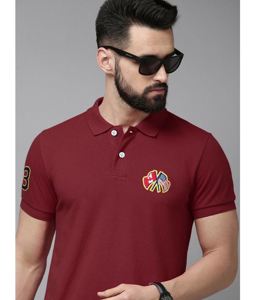     			AIN6 Pack of 1 Cotton Blend Regular Fit Solid Half Sleeves Men's Polo T Shirt ( Maroon )