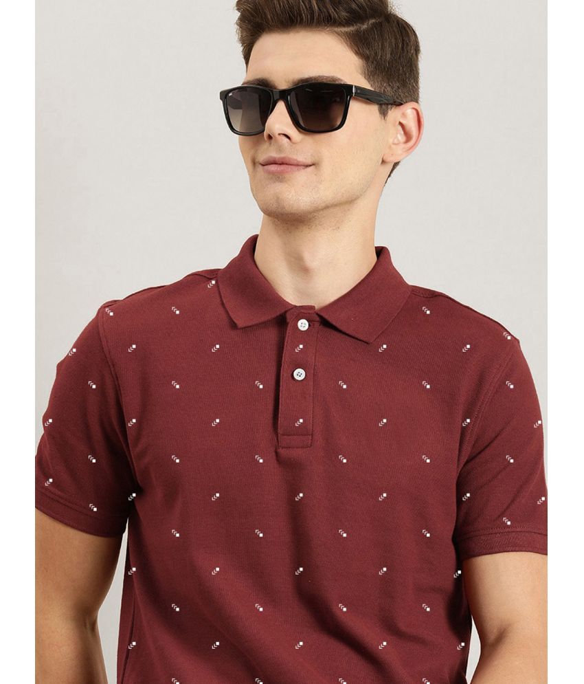     			AIN6 Pack of 1 Cotton Blend Regular Fit Printed Half Sleeves Men's Polo T Shirt ( Maroon )