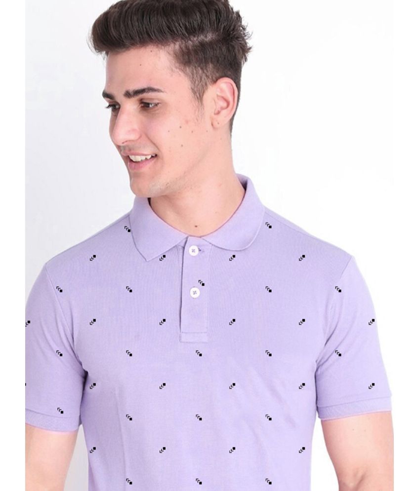     			AIN6 Pack of 1 Cotton Blend Regular Fit Printed Half Sleeves Men's Polo T Shirt ( Purple )