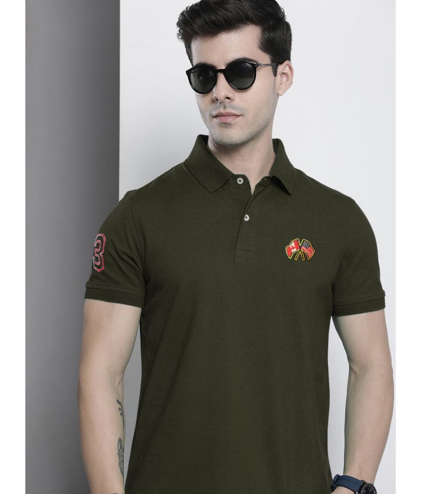     			AIN6 Pack of 1 Cotton Blend Regular Fit Solid Half Sleeves Men's Polo T Shirt ( Olive )