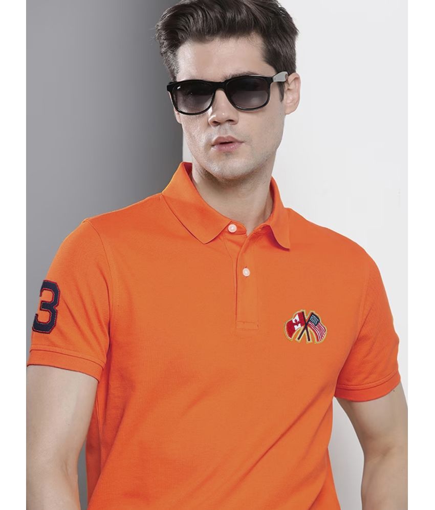     			AIN6 Pack of 1 Cotton Blend Regular Fit Solid Half Sleeves Men's Polo T Shirt ( Orange )