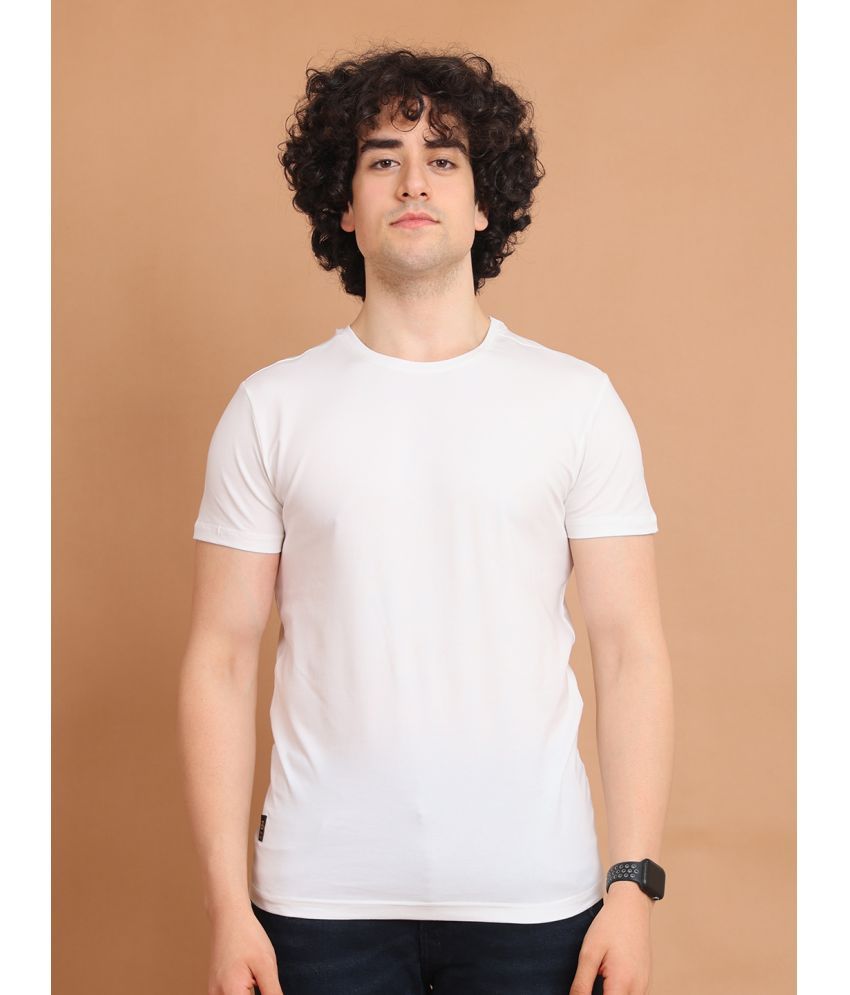     			BERRYBLUES Cotton Blend Regular Fit Solid Half Sleeves Men's Round T-Shirt - Off White ( Pack of 1 )