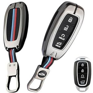     			BKN Luxury Metal Soft Car Key Shell with Keychain & Full Protection Key Cover Compatible with Hyundai New Verna 2020, i20 Facelift N Line N8, Tucson 2021 (4 Button Push Start Key)