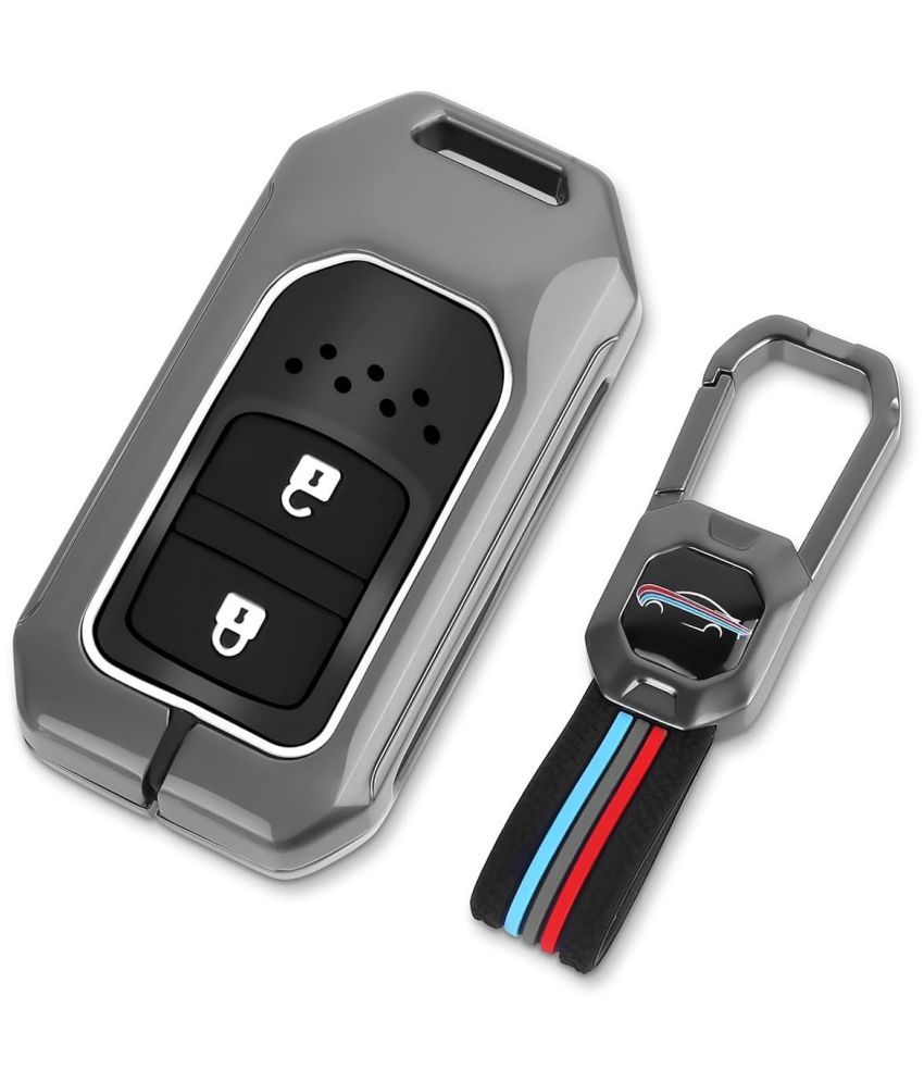     			BKN Premium Metal Soft Car Key Shell with Keychain & Full Protection 2 Button Key Cover For Honda Elevate | BRV | WRV | CRV | Jazz | City 2 Button Smart Key