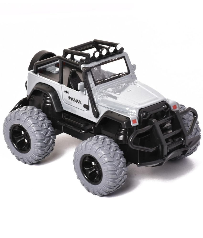     			Braintastic Thar Alloy Model Diecast Car 1:32 Off Road Toy Vehicle Pull Back Friction Car with Openable Doors Light & Music Toys for Kids Age 3+ Years (Grey)