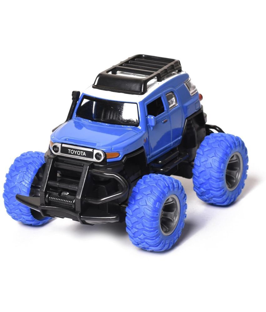     			Braintastic Toyota Off Road Jeep Simulation Alloy Metal Pullback Friction Diecast Car, 1:32 Scale with Openable Doors, Sound & Light (Blue)