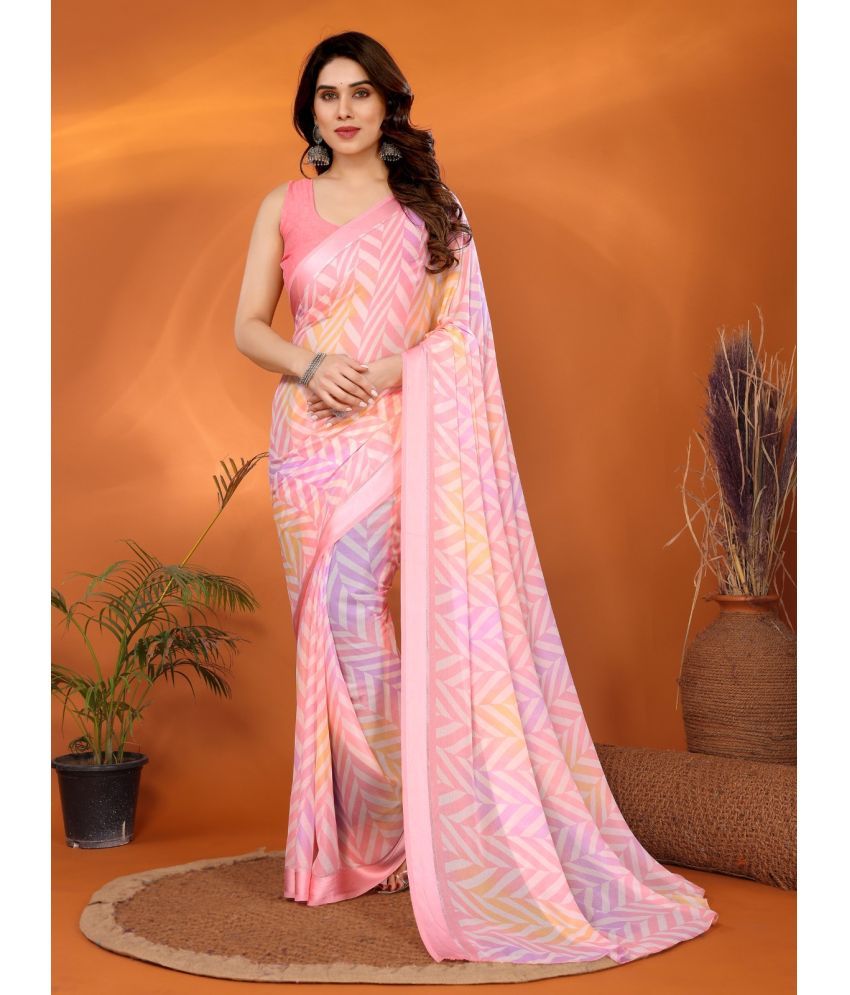     			DIKONA DESIGNER Chiffon Printed Saree With Blouse Piece ( Pink , Pack of 1 )