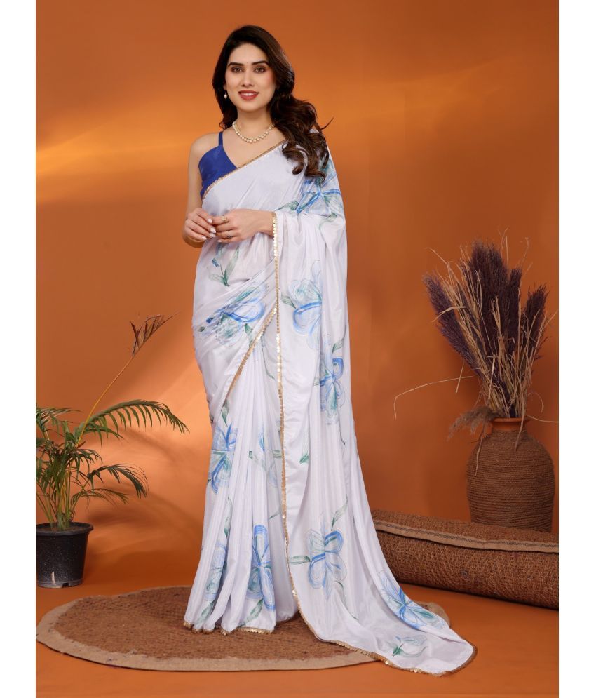     			DIKONA DESIGNER Chiffon Printed Saree With Blouse Piece ( Blue , Pack of 1 )