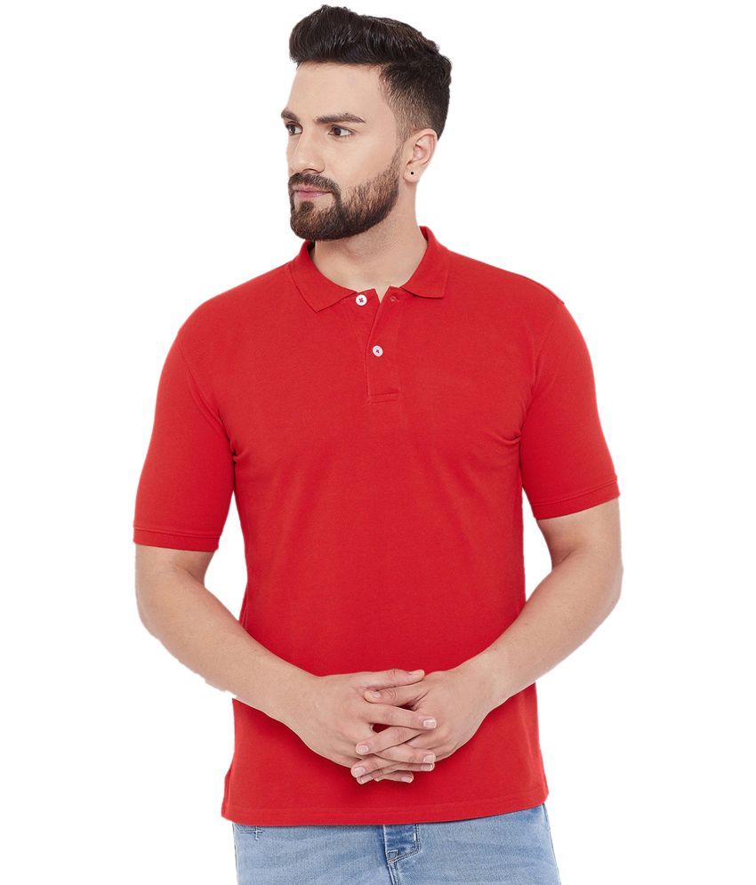     			KETEX Pack of 1 Cotton Blend Slim Fit Solid Half Sleeves Men's Polo T Shirt ( Red )