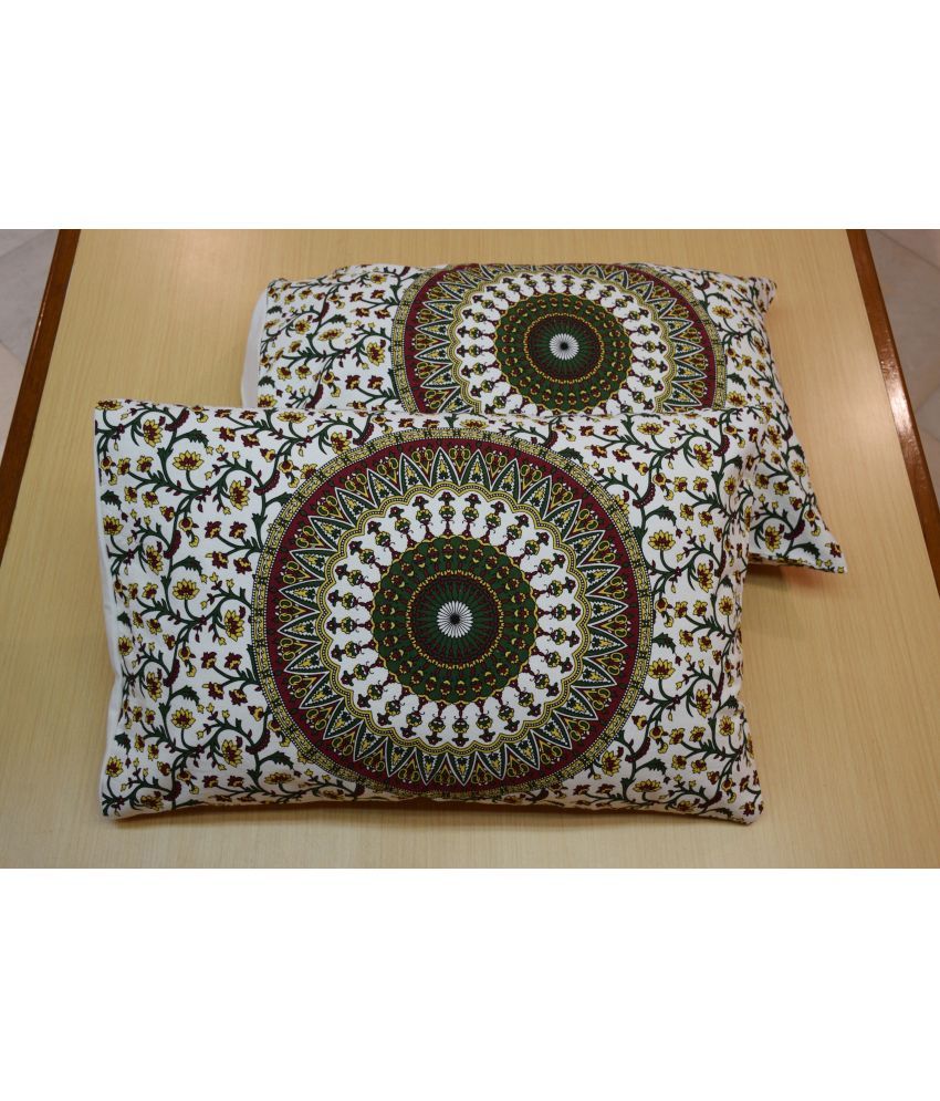     			Miyanbazaz Set of 4 Cotton Floral Cylindrical Cushion Cover (45X45)cm - Yellow