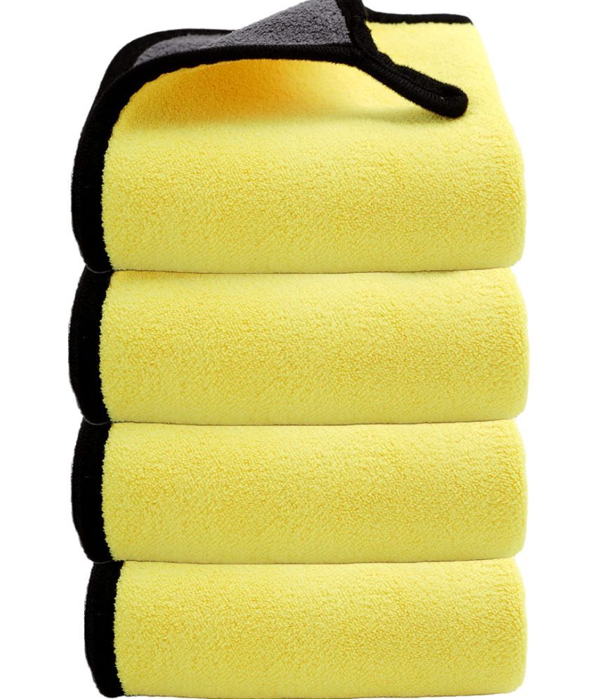     			Mockhe Yellow 800 GSM Microfiber Cloth For Automobile ( Pack of 4 )