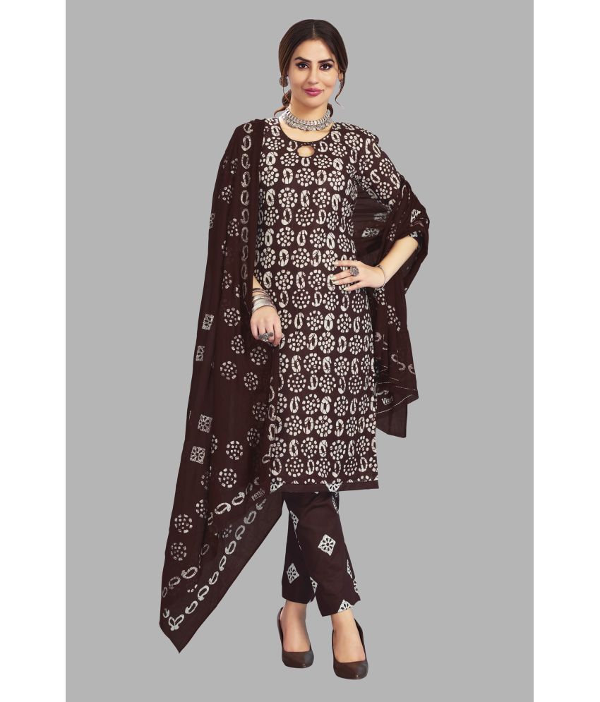     			SIMMU Cotton Printed Kurti With Pants Women's Stitched Salwar Suit - Maroon ( Pack of 1 )