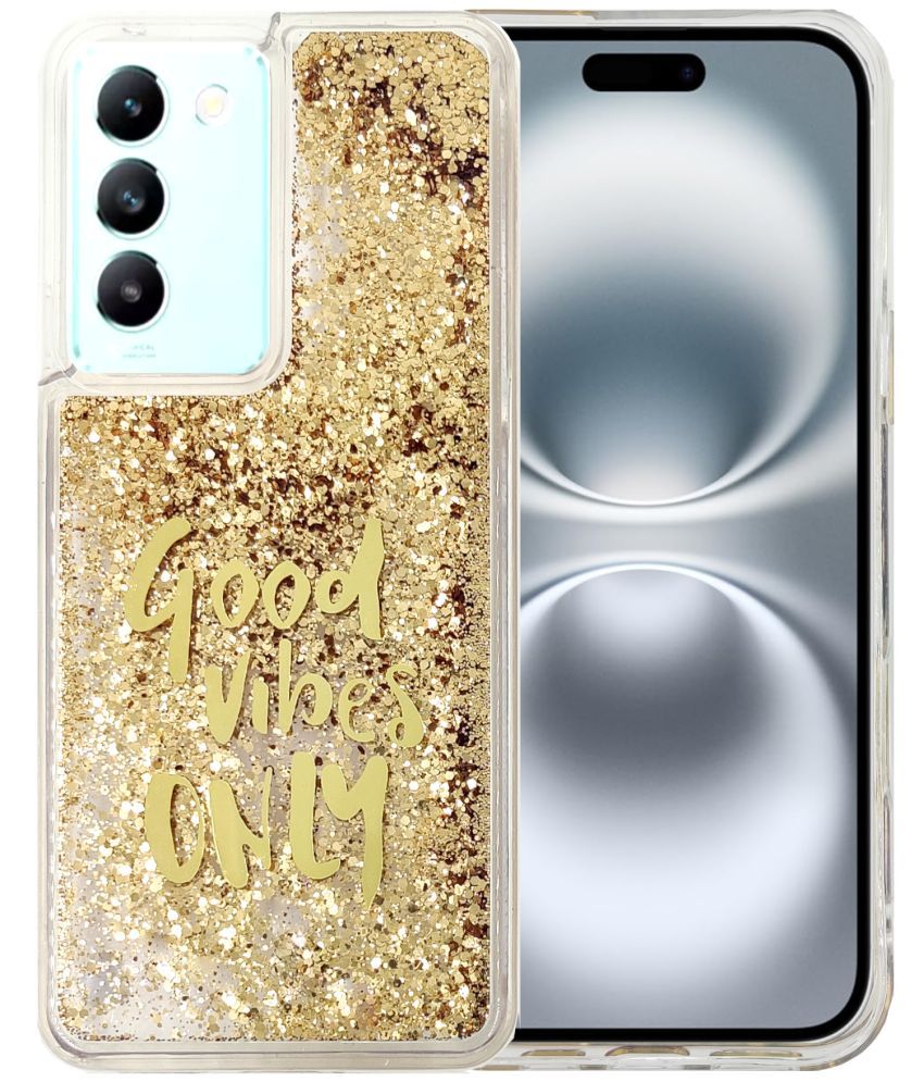     			Shining Stars Gold Printed Back Cover Silicon Compatible For Vivo T3 5G ( Pack of 1 )