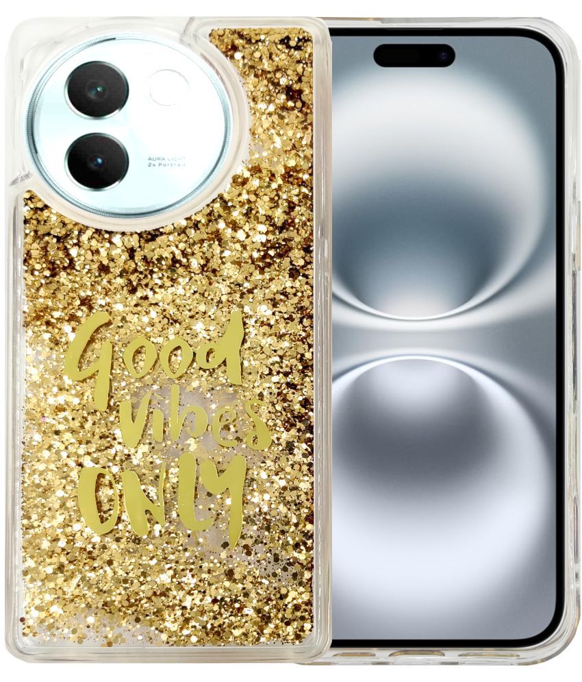     			Shining Stars Gold Printed Back Cover Silicon Compatible For Vivo T3x 5G ( Pack of 1 )