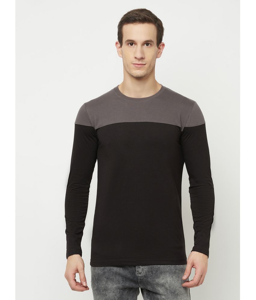     			TAZO Cotton Blend Regular Fit Colorblock Full Sleeves Men's Round T-Shirt - Black ( Pack of 1 )