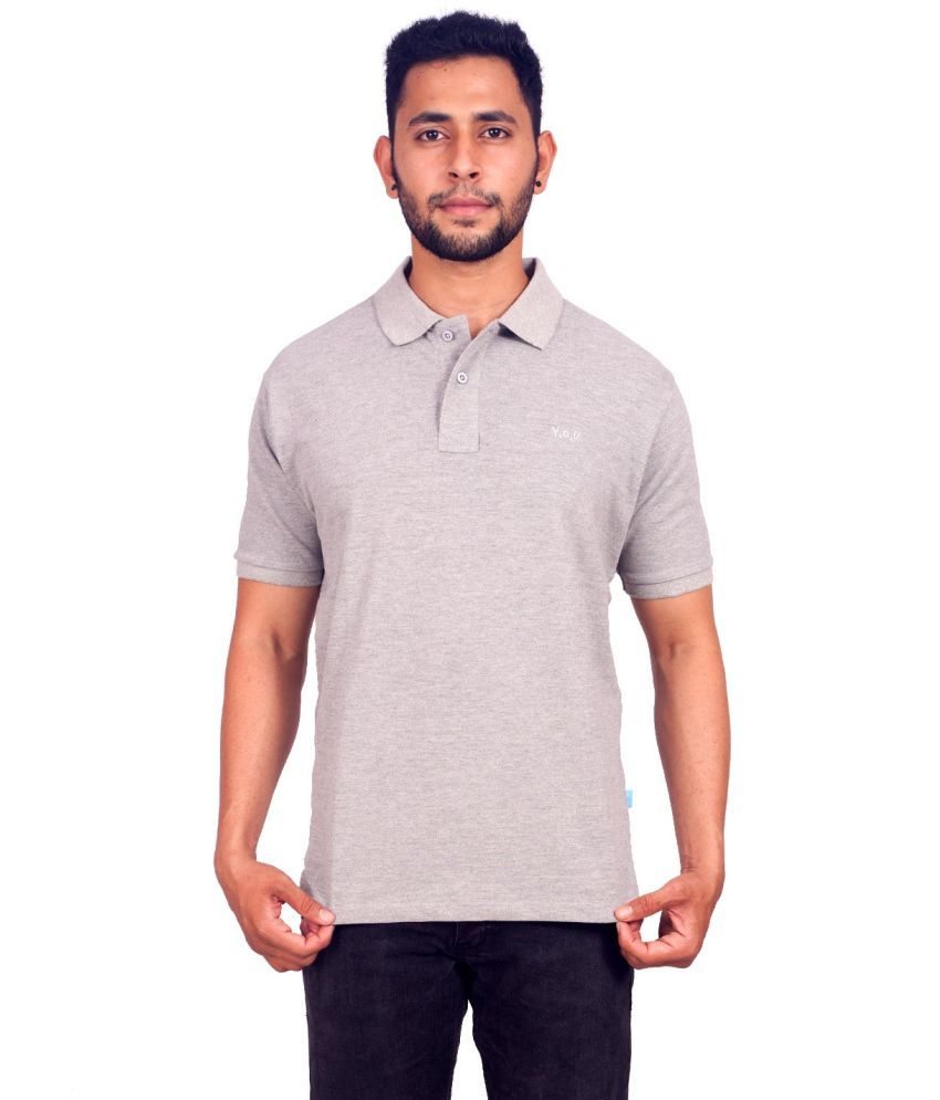     			Y.O.U. Pack of 1 Cotton Regular Fit Solid Half Sleeves Men's Polo T Shirt ( Grey )