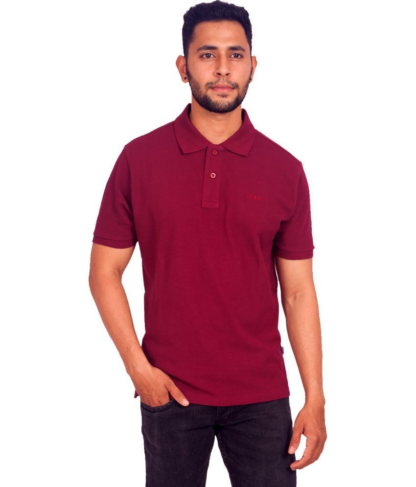     			Y.O.U. Pack of 1 Cotton Regular Fit Solid Half Sleeves Men's Polo T Shirt ( Maroon )