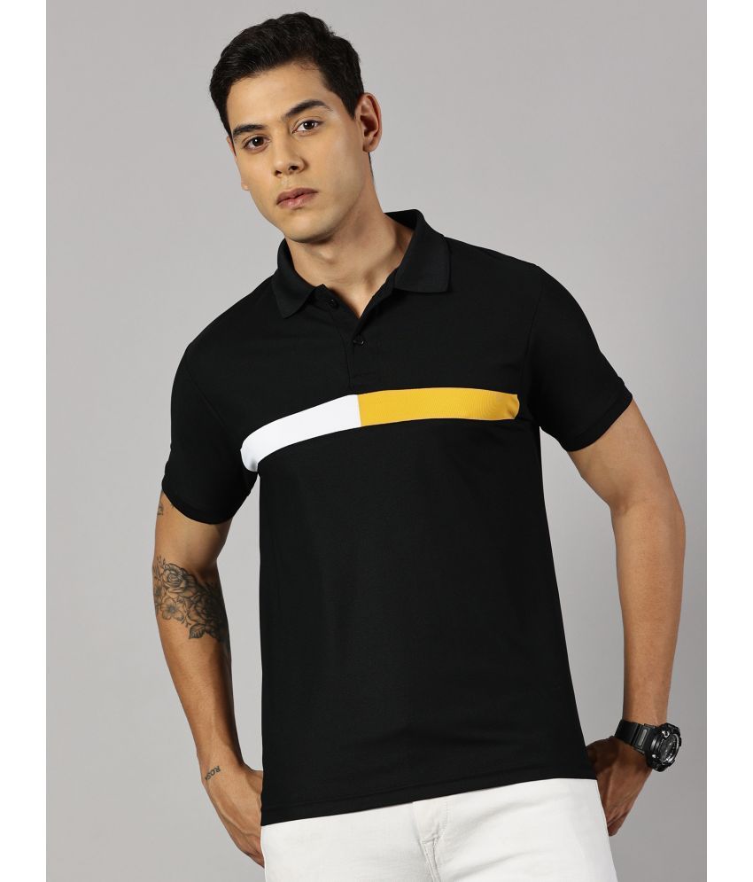     			Y.O.U. Pack of 1 Polyester Slim Fit Colorblock Half Sleeves Men's Polo T Shirt ( Black )