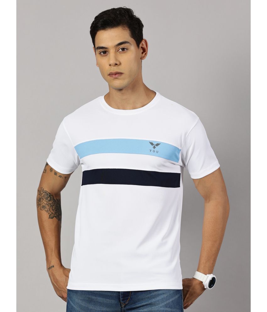     			Y.O.U. Polyester Regular Fit Colorblock Half Sleeves Men's Round T-Shirt - White ( Pack of 1 )