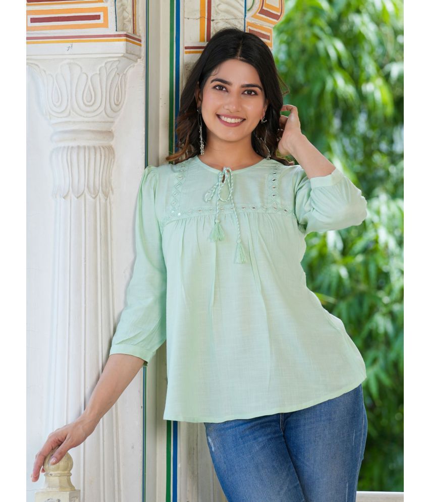     			Yash Gallery Green Rayon Women's A-Line Top ( Pack of 1 )