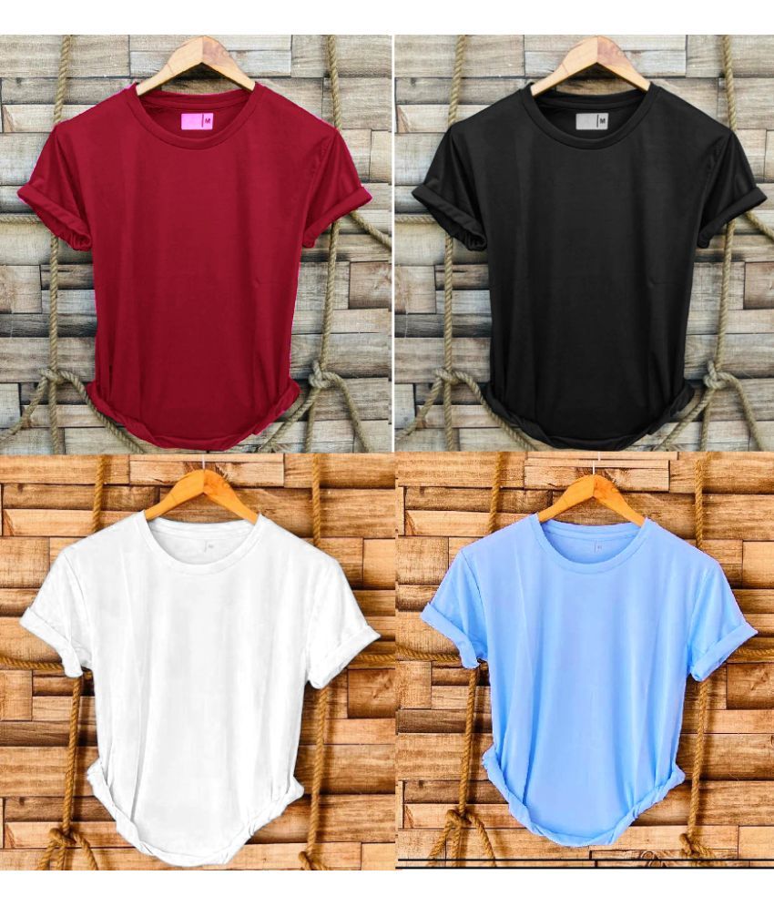     			nikline Polyester Regular Fit Solid Half Sleeves Men's Round T-Shirt - Multicolor6 ( Pack of 4 )