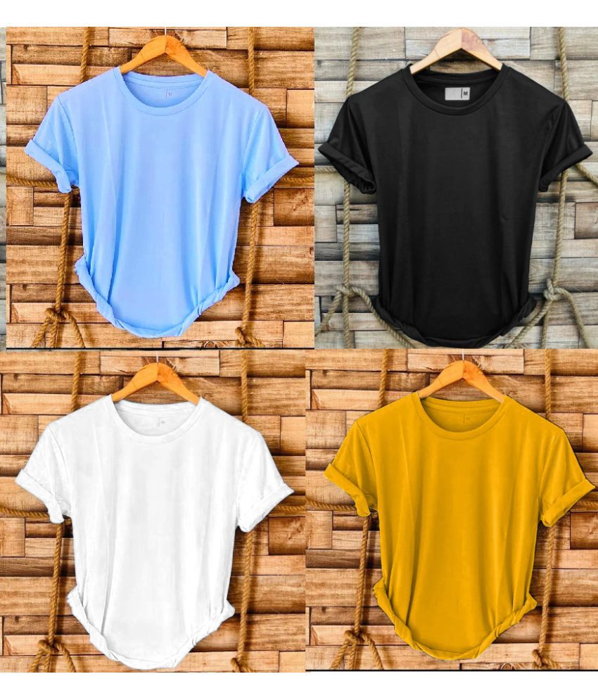     			nikline Polyester Regular Fit Solid Half Sleeves Men's Round T-Shirt - Multicolor15 ( Pack of 4 )