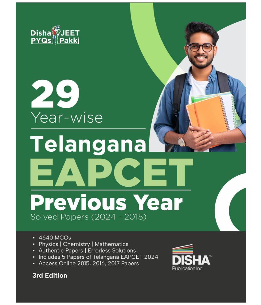     			29 Year-wise Telangana EAPCET Previous Year Solved Papers (2024 - 2015) 3rd Edition | Physics, Chemistry & Mathematics PYQs Question Bank | For 2025 E