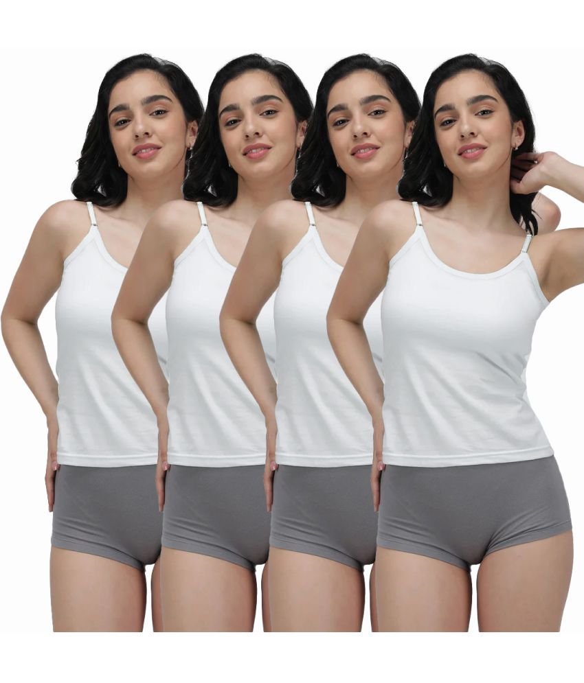     			Amul comfy Pack of 4 Cotton Camisoles ( White )