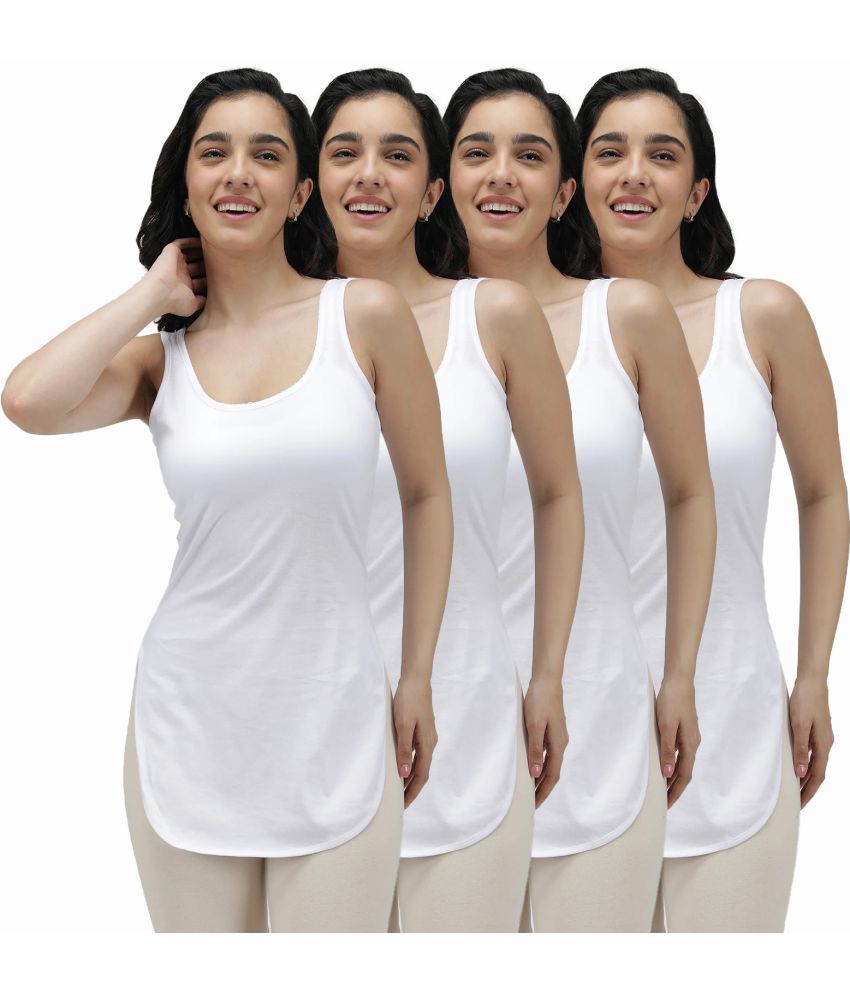     			Amul comfy Pack of 4 Cotton Camisoles ( White )