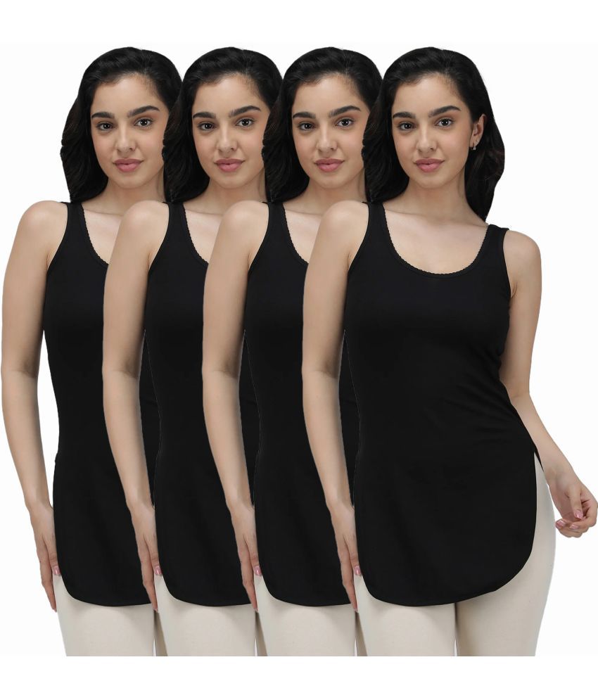     			Amul comfy Pack of 4 Cotton Camisoles ( Black )