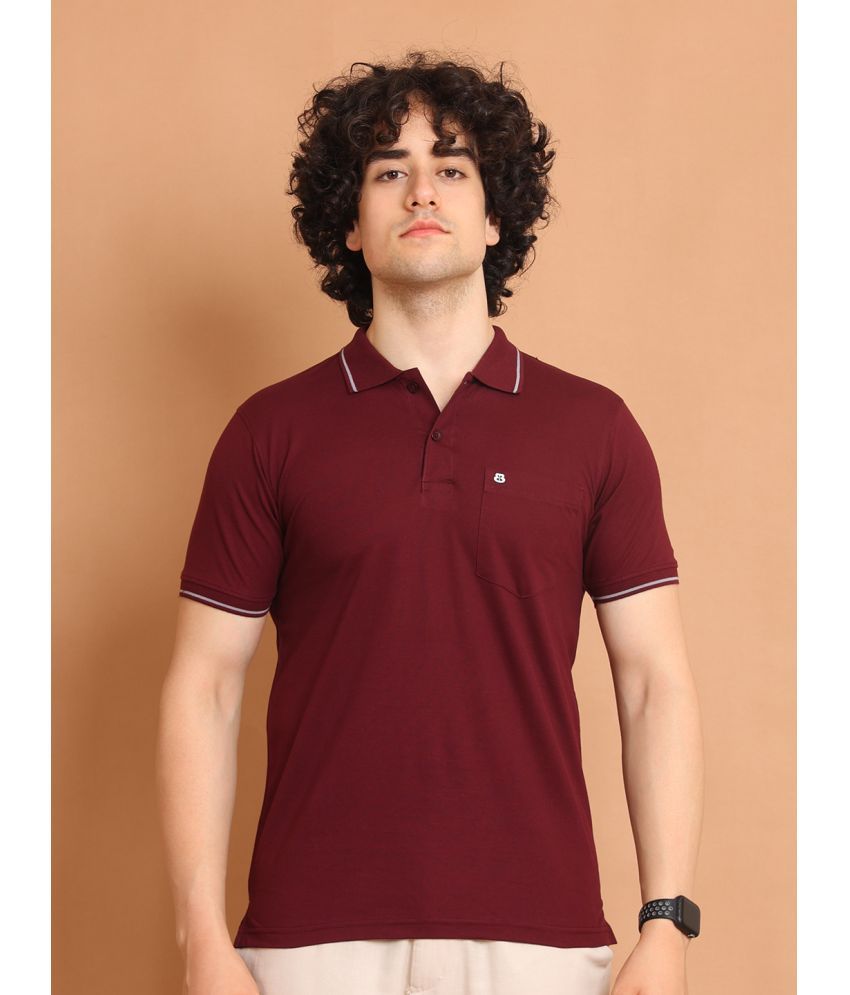     			BERRYBLUES 100% Cotton Regular Fit Solid Half Sleeves Men's V-Neck T-Shirt - Maroon ( Pack of 1 )