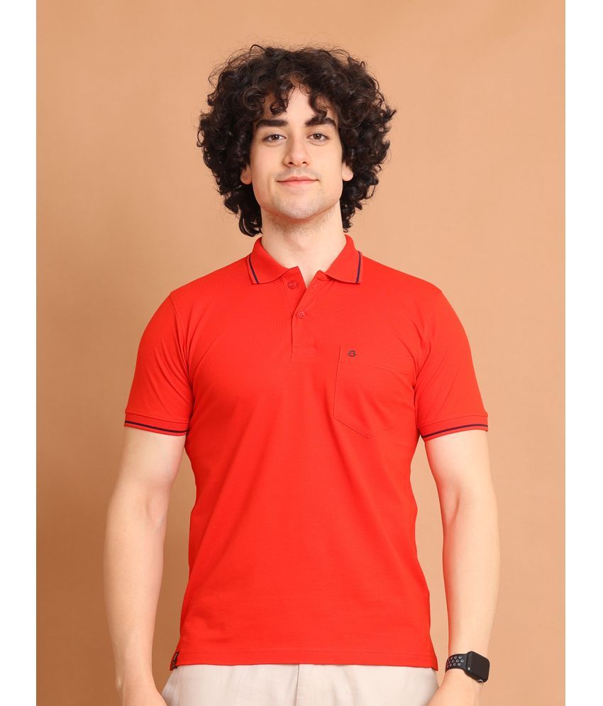     			BERRYBLUES 100% Cotton Regular Fit Solid Half Sleeves Men's V-Neck T-Shirt - Red ( Pack of 1 )