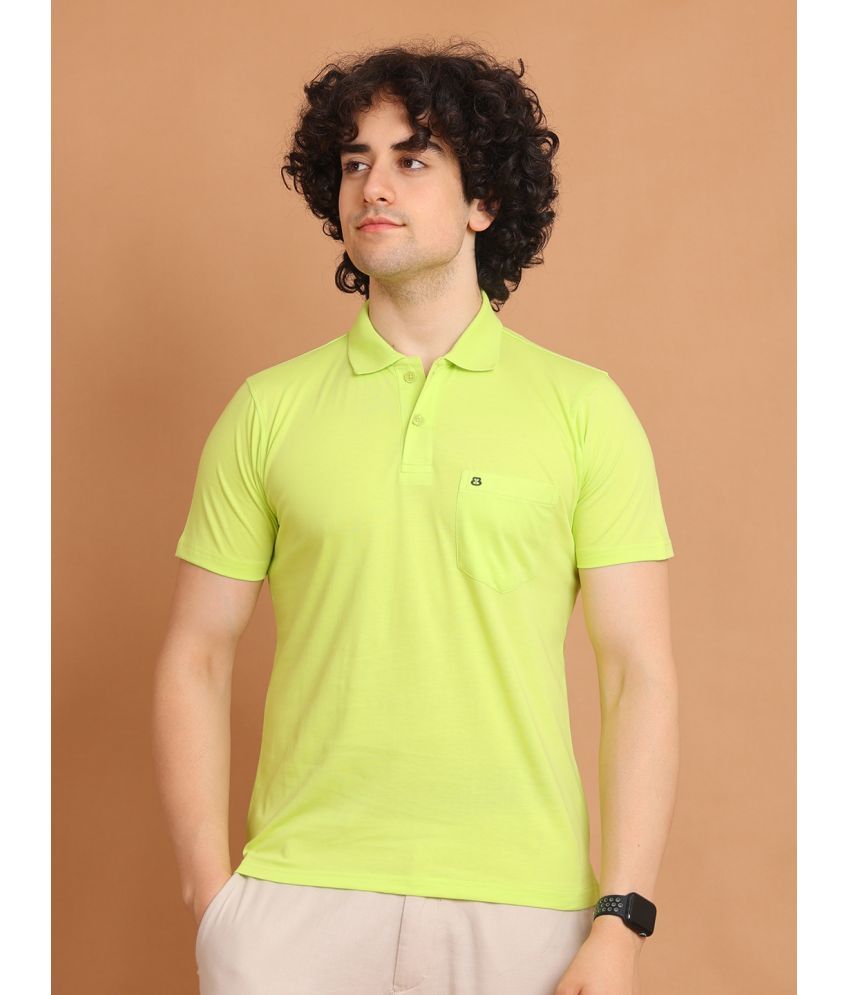     			BERRYBLUES 100% Cotton Regular Fit Solid Half Sleeves Men's V-Neck T-Shirt - Green ( Pack of 1 )