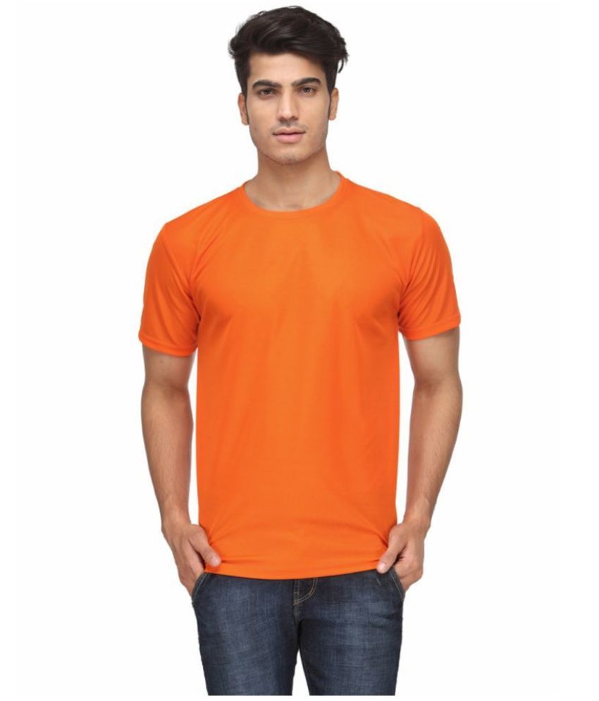     			Concepts Polyester Slim Fit Solid Half Sleeves Men's Round T-Shirt - Orange ( Pack of 1 )