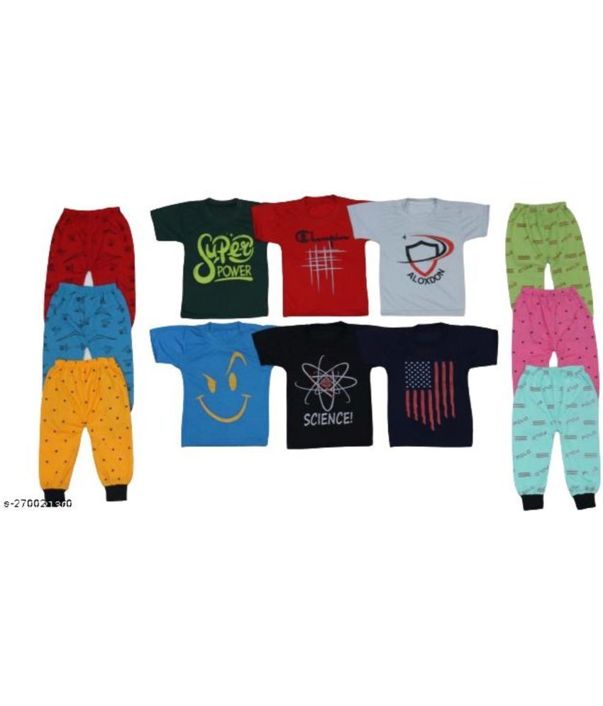     			DIAMOND EXPORTER Pack of 6 Baby Boys Cotton Blend T-Shirts & Pants Set ( Multicolor )