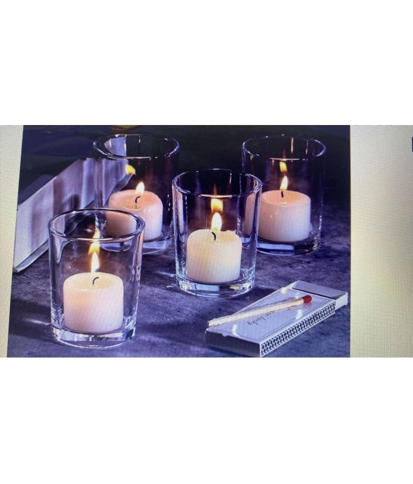     			DOME DECO White Table Top Glass Taper Candle Holder - Pack of 6