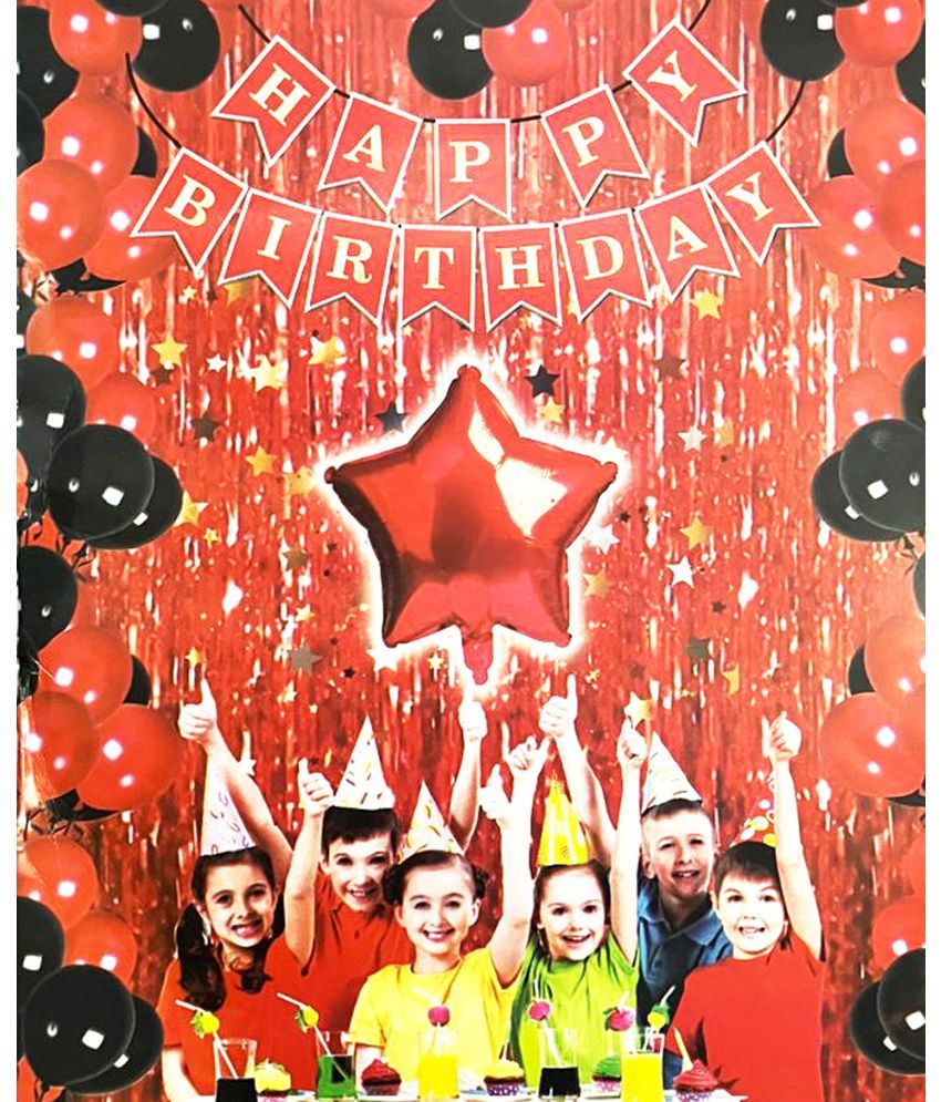     			GARAB HAPPY BIRTHDAY BANNER, 2 FOIL CURTAIN, 20 METALLIC BALLOONS,1 PC FOIL STAR.