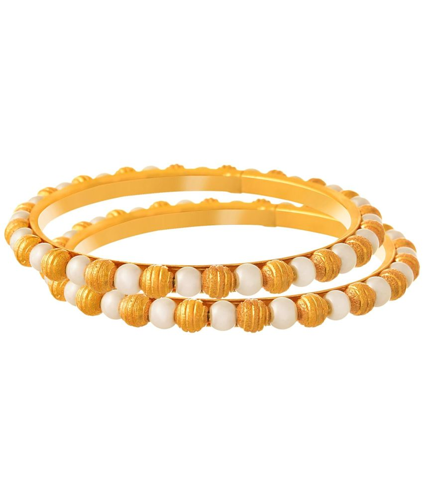     			JFL - Jewellery For Less Gold Bangle Set ( Pack of 2 )