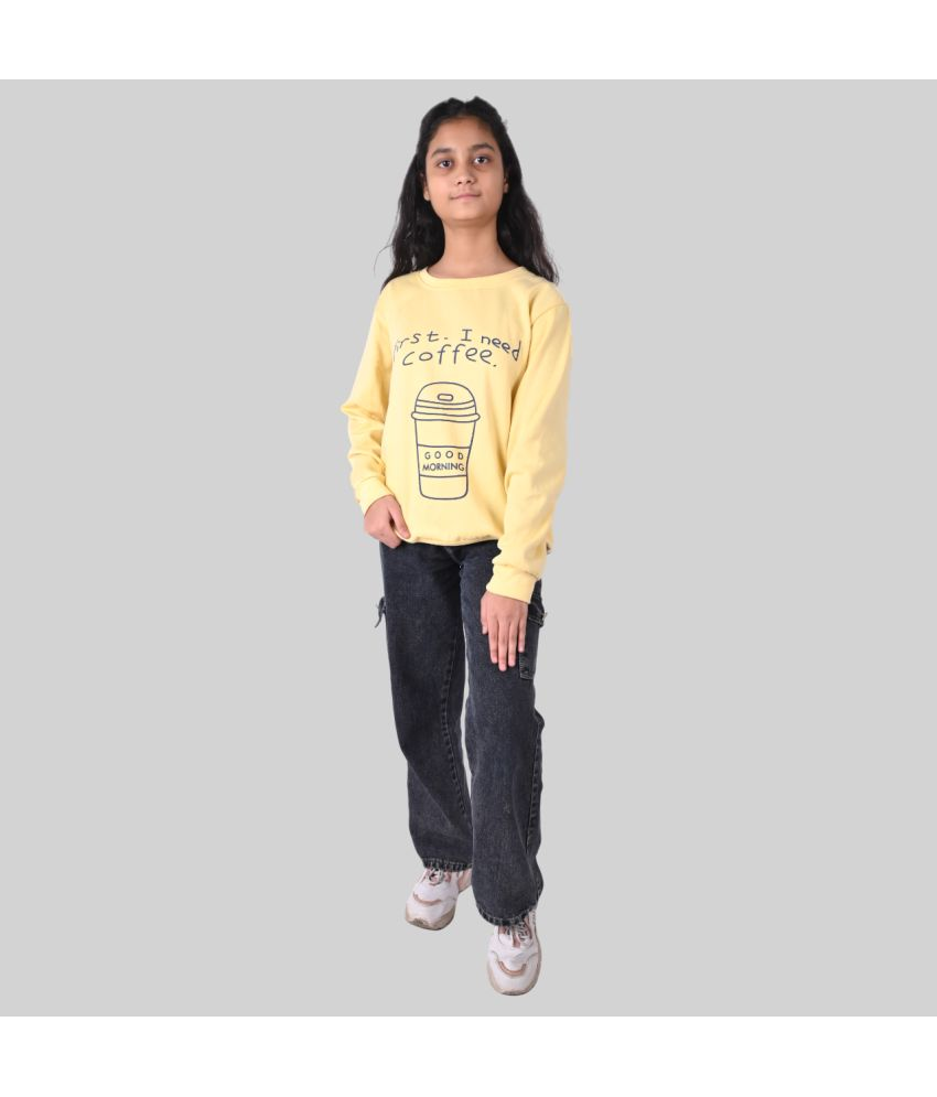     			Kidzee Kingdom Pack of 1 Girls Cotton Sweatshirt ( Light Yellow )