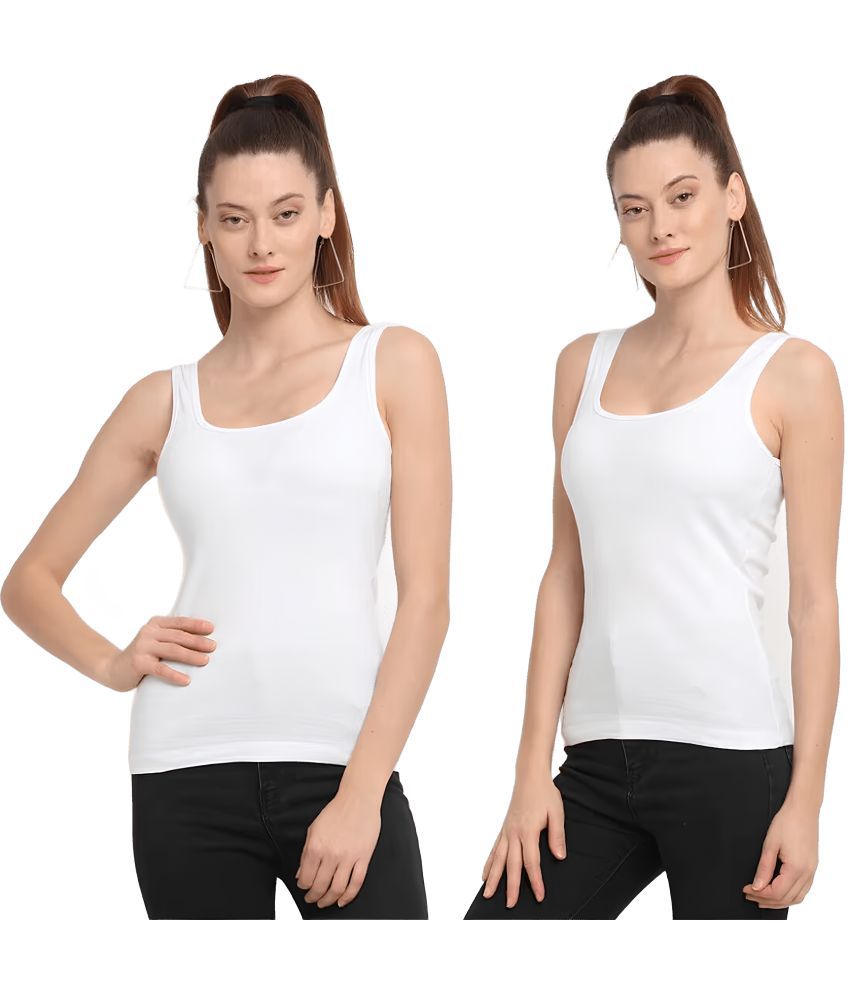     			MULTIWA Cotton Camisoles ( White )