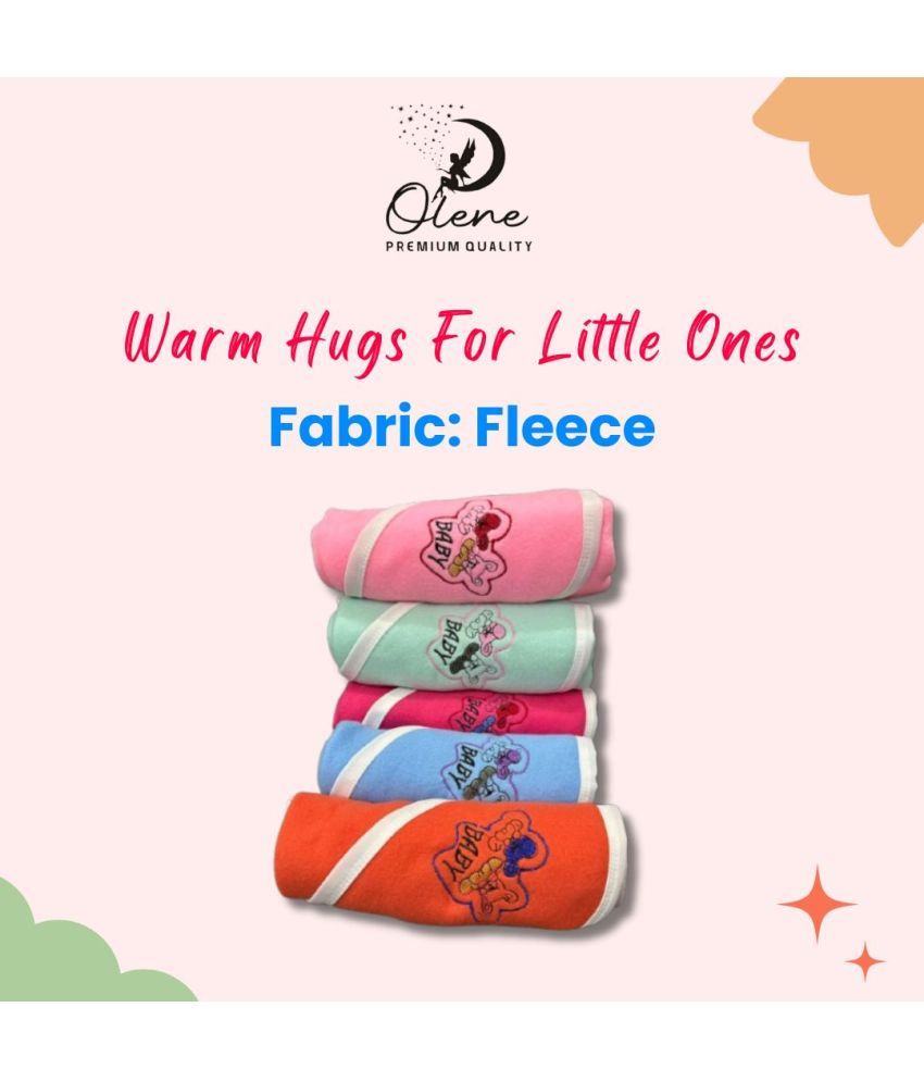     			OLENE Multi-Colour Fleece Baby Blanket ( Pack of 5 )