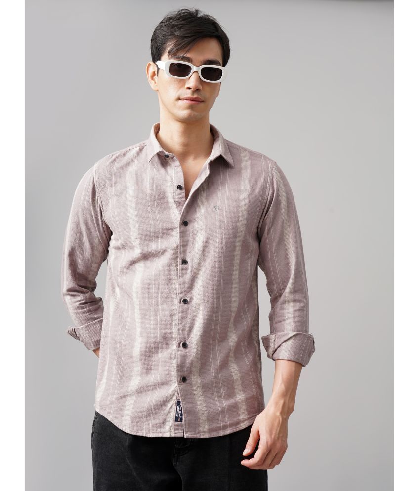     			Paul Street Cotton Blend Slim Fit Striped Full Sleeves Men's Casual Shirt - Mauve ( Pack of 1 )