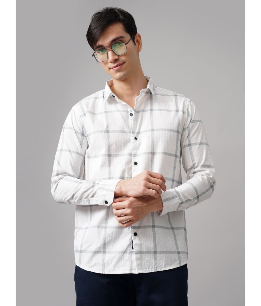     			Paul Street Cotton Blend Slim Fit Checks Full Sleeves Men's Casual Shirt - White ( Pack of 1 )